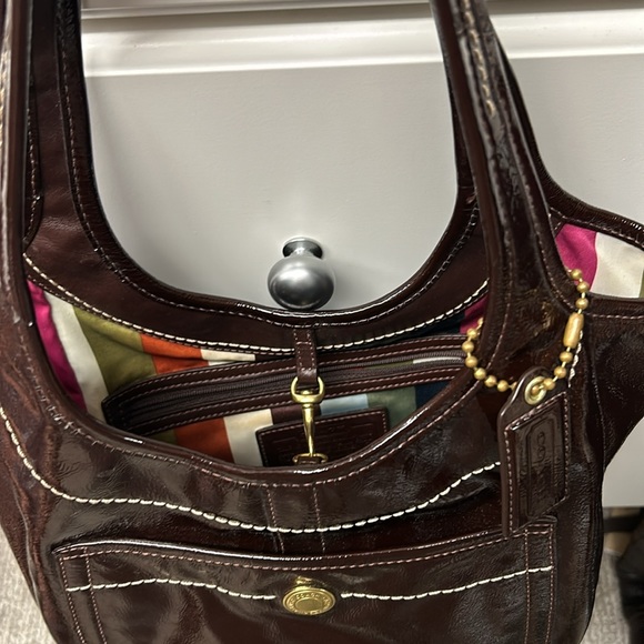 Coach brown patten leather purse. - Picture 3 of 7